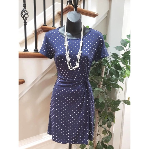 Old Navy Dresses & Skirts - Old Navy Women Blue Polka Dots Round Neck Short Sleeve Knee Length Dress Sz XS P